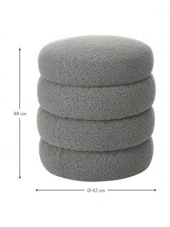 Westwing Collection Boucl&eacute;-Hocker Alto in Grau, Ø 42 x H 47 cm -Westwingnow Geschaft Boucle Hocker Alto in Grau 3