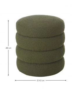 Westwing Collection Bouclé-Hocker Alto in Grün, Ø 42 x H 47 cm -Westwingnow Geschaft Boucle Hocker Alto in Grun 3