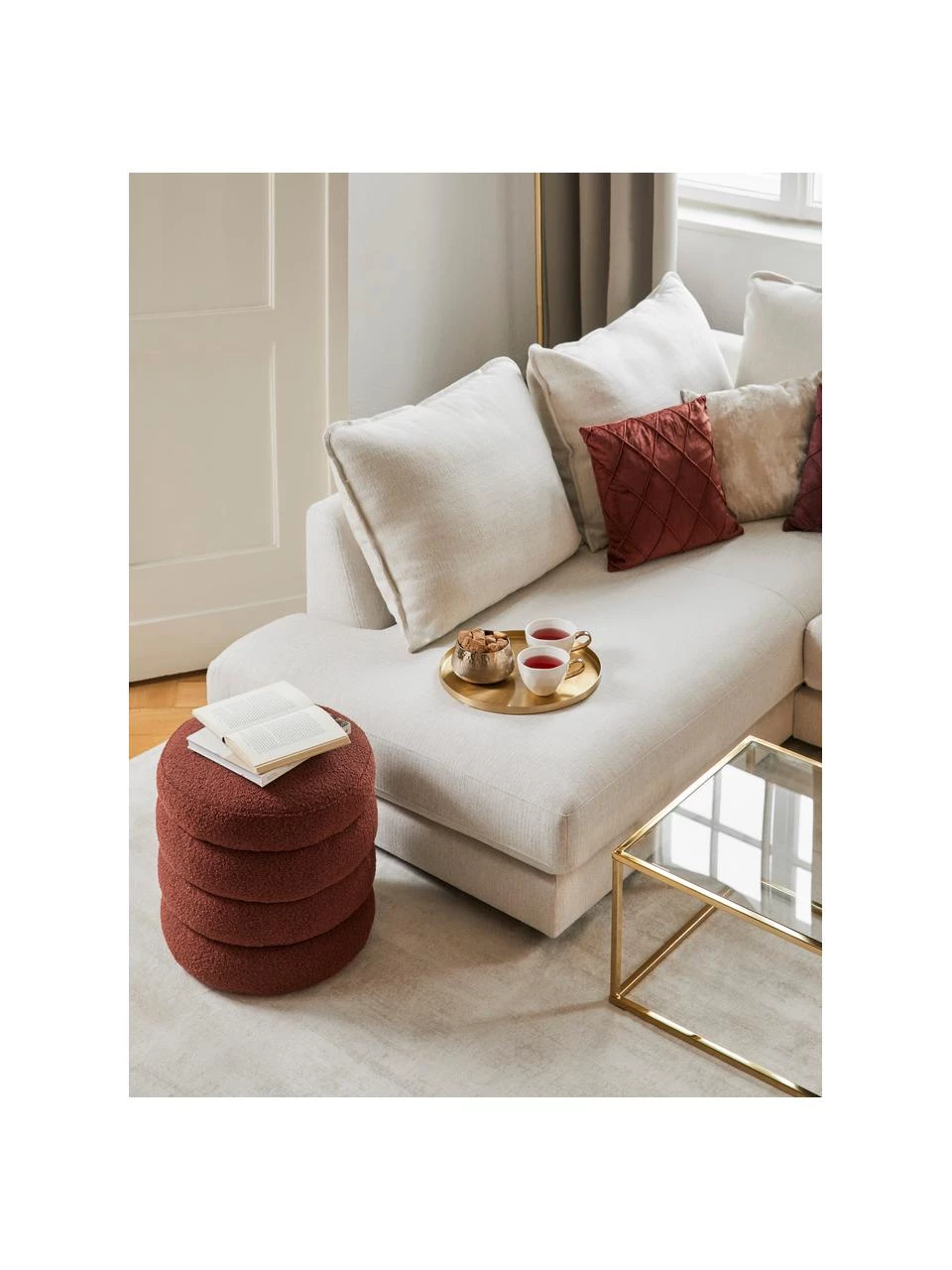 Westwing Collection Bouclé-Hocker Alto in Rostrot, Ø 42 x H 47 cm 3 Westwing Collection Bouclé-Hocker Alto in Rostrot, Ø 42 x H 47 cm – Bild 3