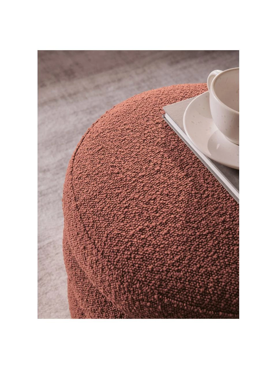 Westwing Collection Bouclé-Hocker Alto in Rostrot, Ø 42 x H 47 cm 5 Westwing Collection Bouclé-Hocker Alto in Rostrot, Ø 42 x H 47 cm – Bild 5