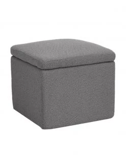 Westwing Collection Bouclé-Hocker Winou mit Stauraum in Dunkelgrau, B 50 x H 48 cm