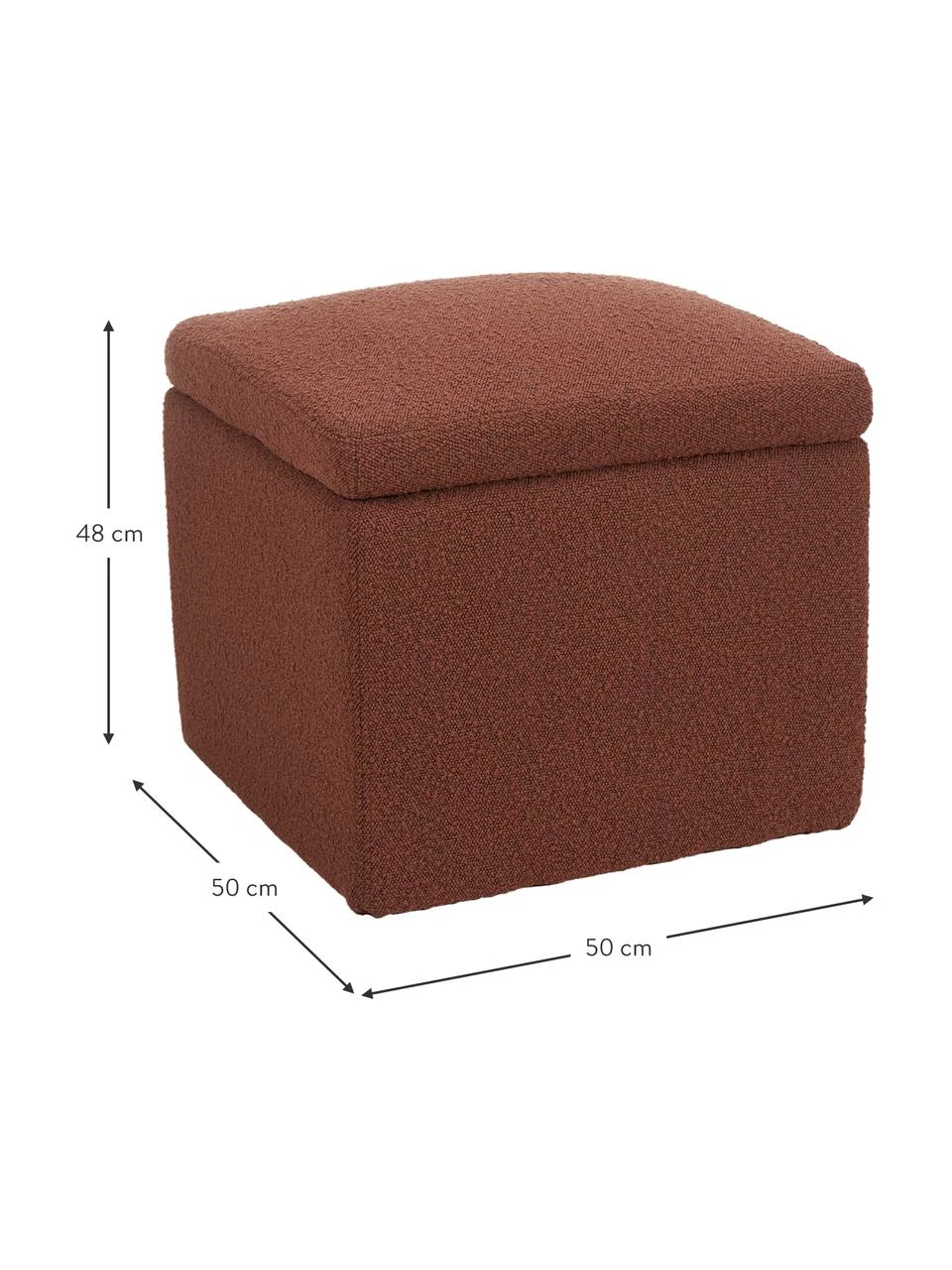 Westwing Collection Bouclé-Hocker Winou mit Stauraum in Rostrot, B 50 x H 48 cm 4 Westwing Collection Bouclé-Hocker Winou mit Stauraum in Rostrot, B 50 x H 48 cm – Bild 4