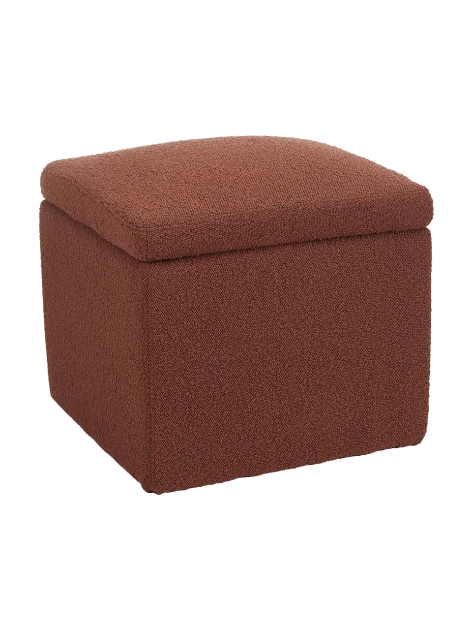 Westwing Collection Bouclé-Hocker Winou mit Stauraum in Rostrot, B 50 x H 48 cm 1 Westwing Collection Bouclé-Hocker Winou mit Stauraum in Rostrot, B 50 x H 48 cm