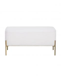 Westwing Collection Bouclé-Polsterbank Harper in Weiß, B 90 x H 44 cm -Westwingnow Geschaft Boucle Polsterbank Harper in Weiss 3