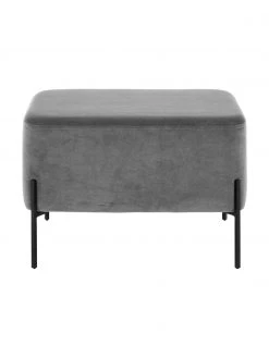 Westwing Collection Breiter Samt-Hocker Harper in Dunkelgrau, B 64 x H 44 cm -Westwingnow Geschaft Breiter Samt Hocker Harper in Dunkelgrau 3