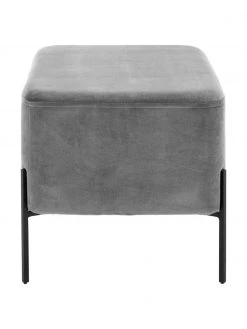 Westwing Collection Breiter Samt-Hocker Harper in Dunkelgrau, B 64 x H 44 cm -Westwingnow Geschaft Breiter Samt Hocker Harper in Dunkelgrau 4