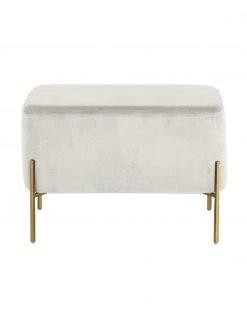 Westwing Collection Breiter Samt-Hocker Harper in Hellgrau, B 64 x H 44 cm -Westwingnow Geschaft Breiter Samt Hocker Harper in Hellgrau 3