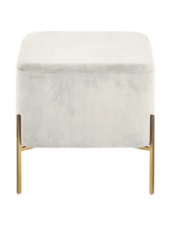 Westwing Collection Breiter Samt-Hocker Harper in Hellgrau, B 64 x H 44 cm -Westwingnow Geschaft Breiter Samt Hocker Harper in Hellgrau 4