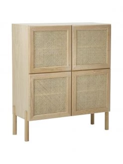 Westwing Collection Eichenholz-Highboard Jolie mit Wiener Geflecht, B 106 x H 127 cm