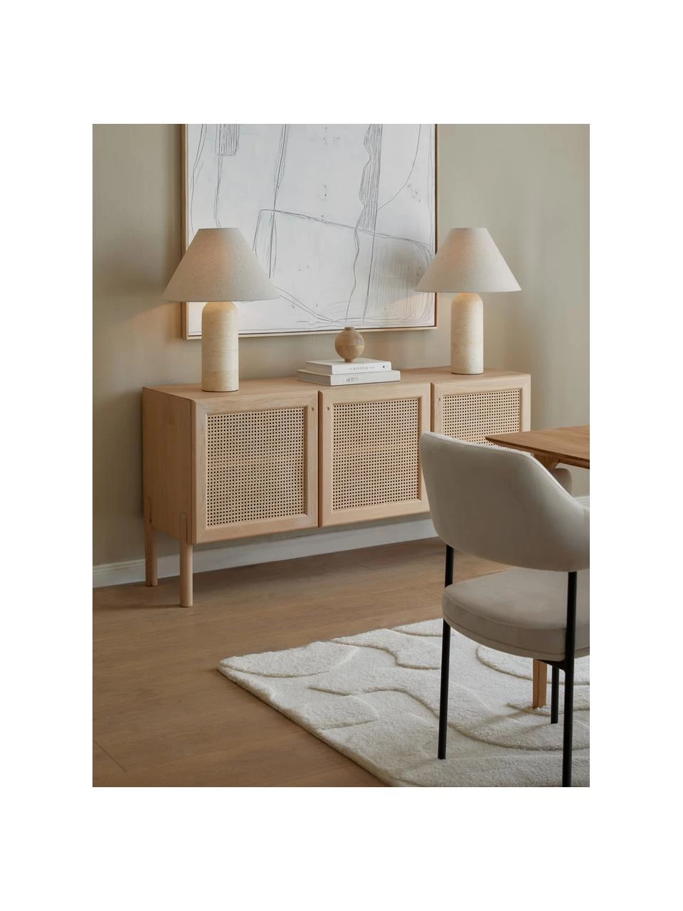 Westwing Collection Eichenholz-Sideboard Jolie mit Wiener Geflecht, B 160 x H 75 cm 2 Westwing Collection Eichenholz-Sideboard Jolie mit Wiener Geflecht, B 160 x H 75 cm – Bild 2