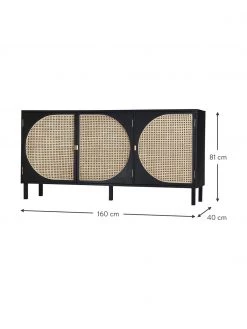 HKliving Handgemachtes Sideboard Lizzie aus Sungkai-Holz mit Wiener-Geflecht, B 160 x H 81 cm -Westwingnow Geschaft Handgemachtes Sideboard Lizzie aus Sungkai Holz mit Wiener Geflecht 2
