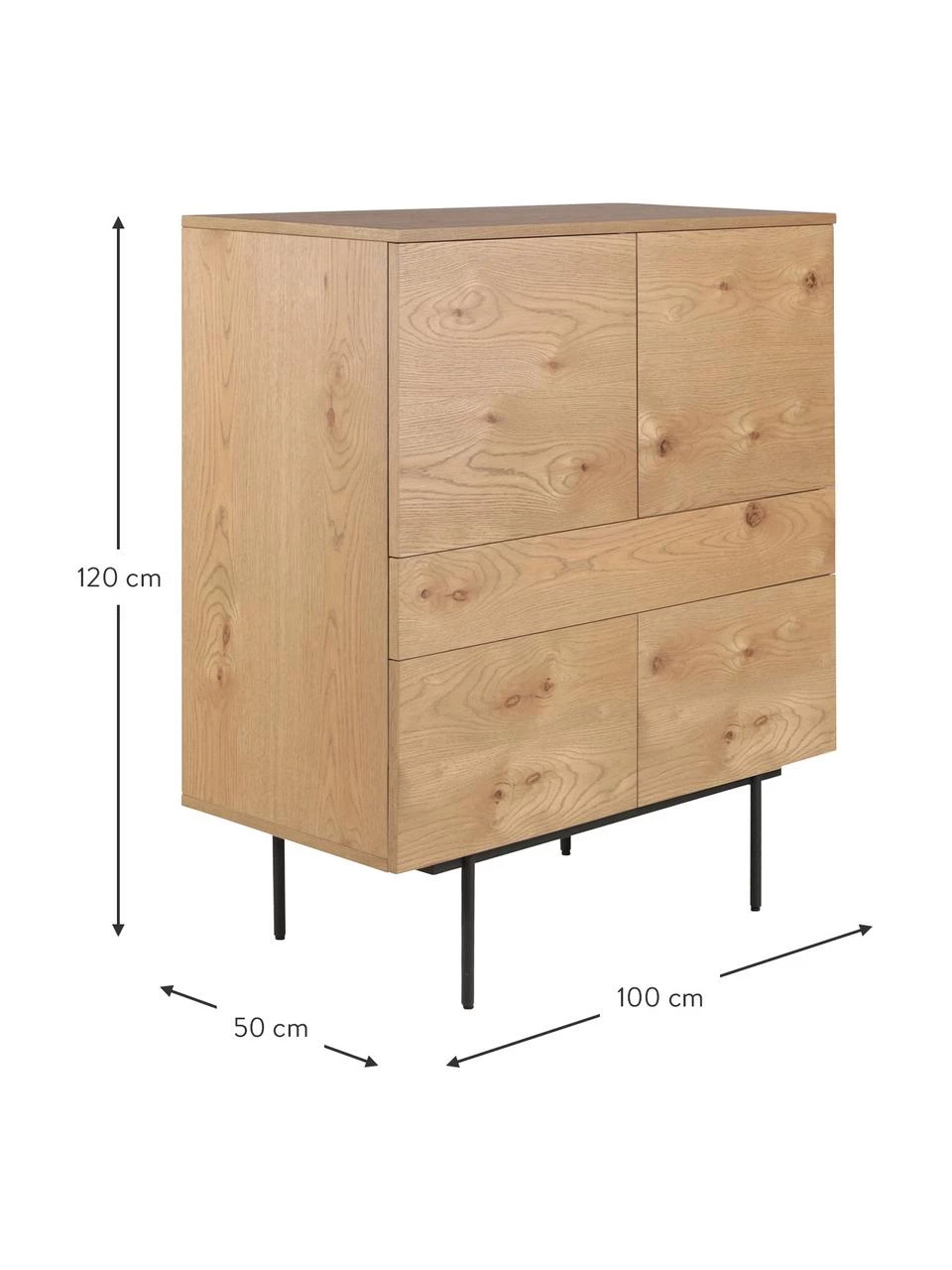 Highboard Allure mit Schublade und Türen aus Eichenholzfurnier, B 100 x H 120 cm 2 Highboard Allure mit Schublade und Türen aus Eichenholzfurnier, B 100 x H 120 cm – Bild 2