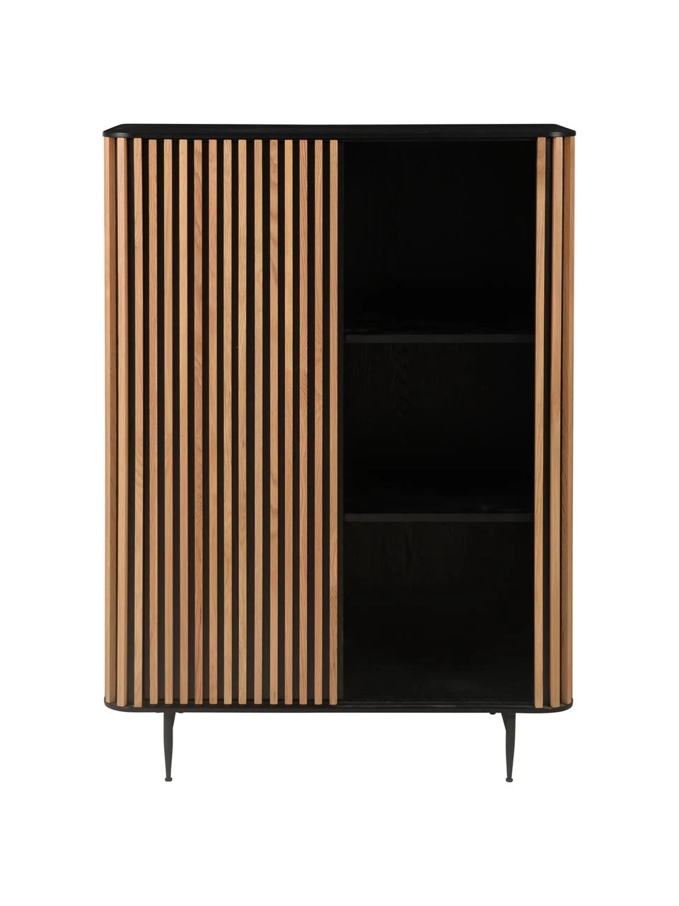 Highboard Linea mit Schiebetür und geriffelter Front, B 98 x H 135 cm 5 Highboard Linea mit Schiebetür und geriffelter Front, B 98 x H 135 cm – Bild 5