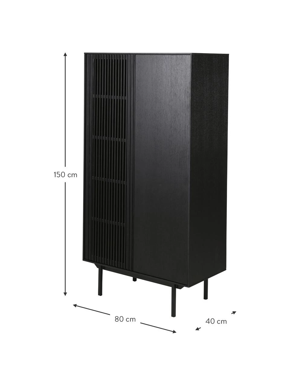 Highboard Mojo mit geriffelter Front, B 80 x H 150 cm 3 Highboard Mojo mit geriffelter Front, B 80 x H 150 cm – Bild 3