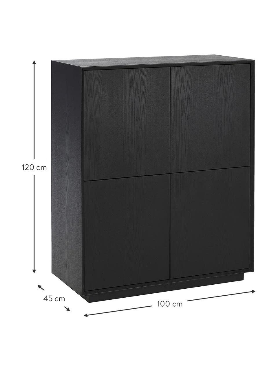 Westwing Collection Highboard Noel aus Eschenholzfurnier in Schwarz, B 100 x H 120 cm 4 Westwing Collection Highboard Noel aus Eschenholzfurnier in Schwarz, B 100 x H 120 cm – Bild 4