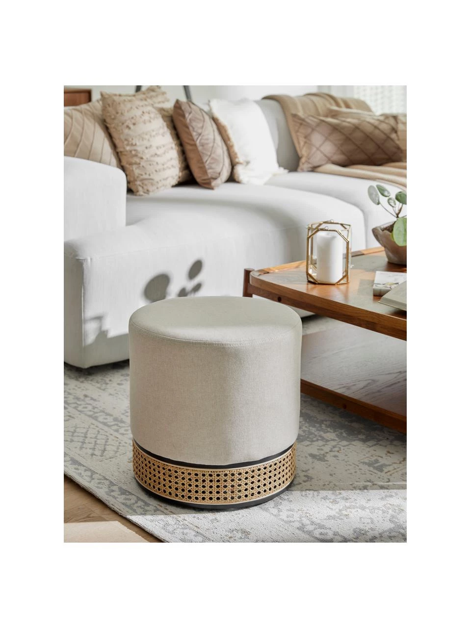 Westwing Collection Hocker Mara in Beige mit Wiener Geflecht, Ø 37 x H 39 cm 3 Westwing Collection Hocker Mara in Beige mit Wiener Geflecht, Ø 37 x H 39 cm – Bild 3