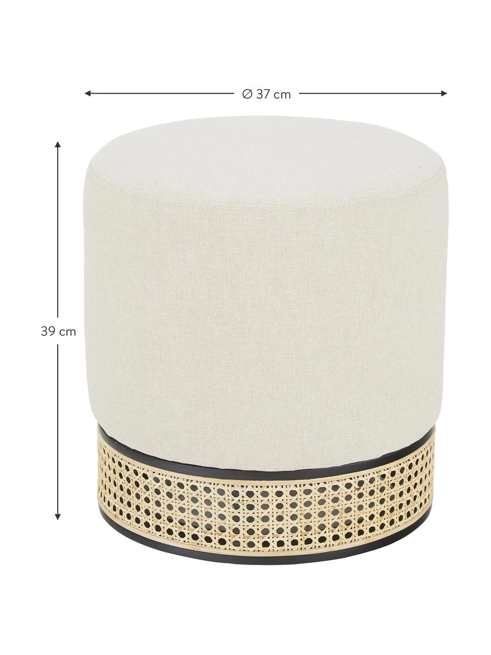 Westwing Collection Hocker Mara in Beige mit Wiener Geflecht, Ø 37 x H 39 cm 4 Westwing Collection Hocker Mara in Beige mit Wiener Geflecht, Ø 37 x H 39 cm – Bild 4