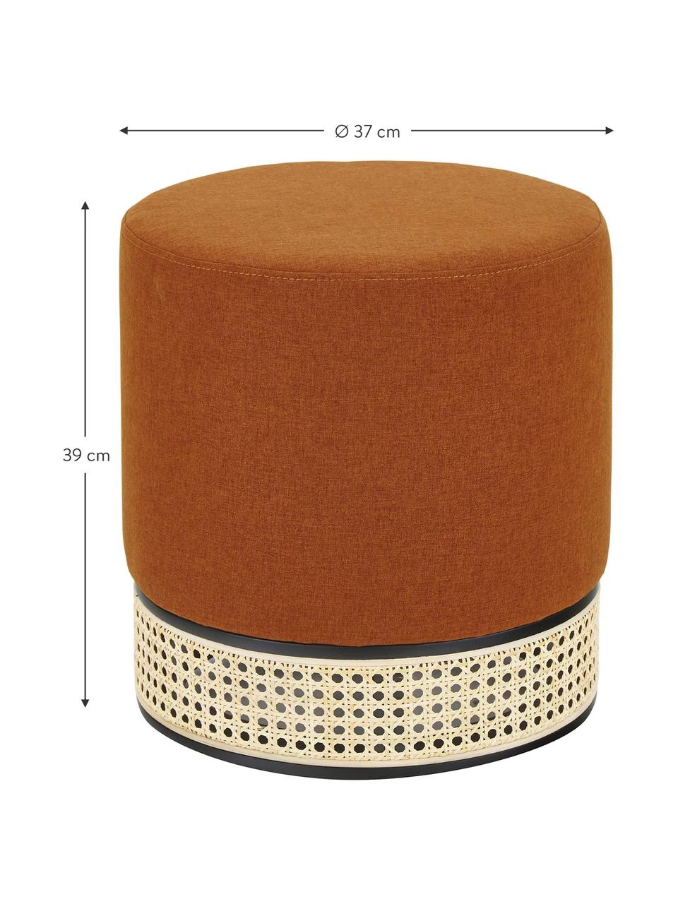 Westwing Collection Hocker Mara in Terrakotta mit Wiener Geflecht, Ø 37 x H 39 cm 3 Westwing Collection Hocker Mara in Terrakotta mit Wiener Geflecht, Ø 37 x H 39 cm – Bild 3