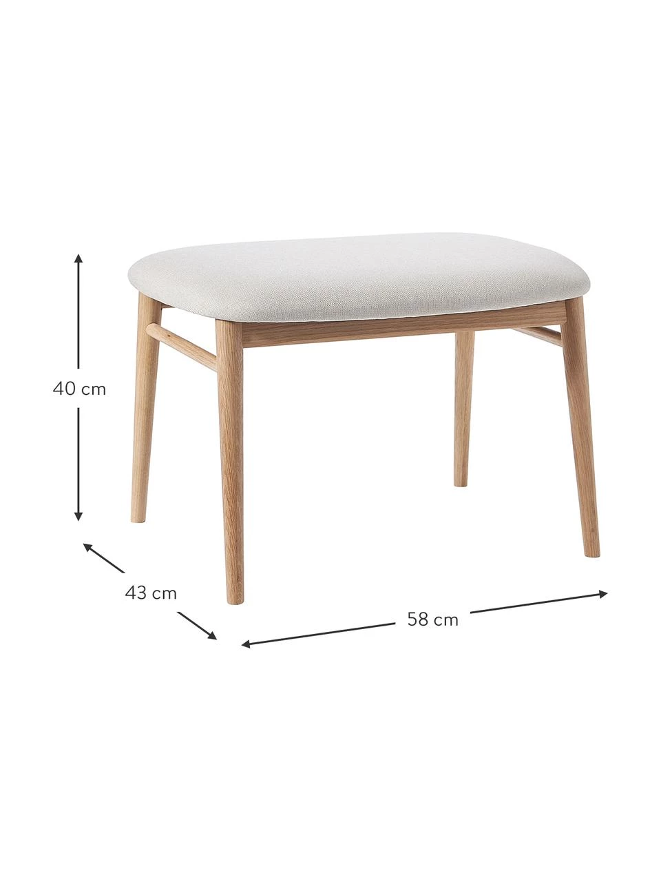 Westwing Collection Holz-Hocker Aurea mit Polsterung, B 58 x H 40 cm 4 Westwing Collection Holz-Hocker Aurea mit Polsterung, B 58 x H 40 cm – Bild 4