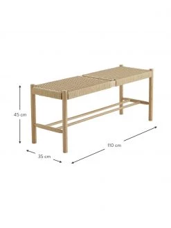Holz-Sitzbank Ellan mit Binsengeflecht, B 110 x H 45 cm -Westwingnow Geschaft Holz Sitzbank Ellan mit Binsengeflecht 2