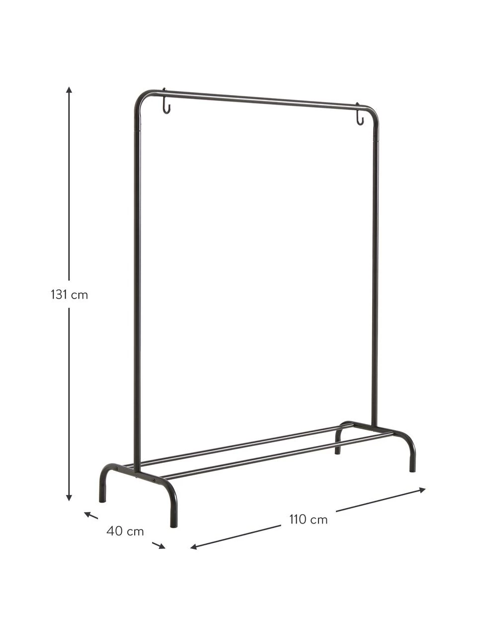 Kleiderständer Industri aus Metall in Schwarz, B 110 x H 131 cm 3 Kleiderständer Industri aus Metall in Schwarz, B 110 x H 131 cm – Bild 3