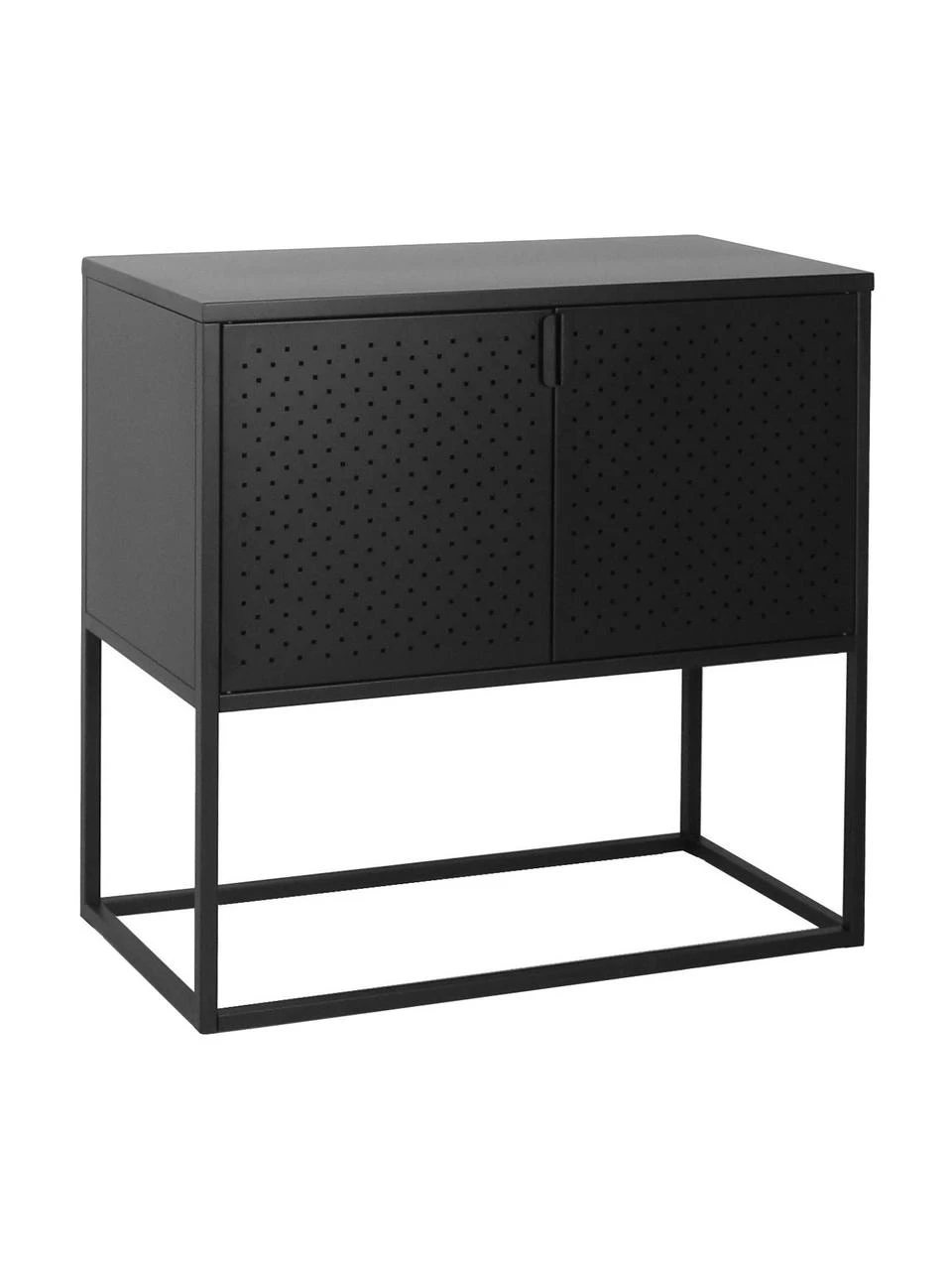 Westwing Collection Kleines Metall-Sideboard Neptun mit Türen in Schwarz, B 82 x H 80 cm 1 Westwing Collection Kleines Metall-Sideboard Neptun mit Türen in Schwarz, B 82 x H 80 cm