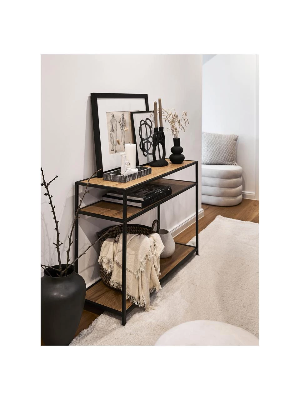 Konsole Seaford aus Holz und Metall, B 100 x T 35 cm 2 Konsole Seaford aus Holz und Metall, B 100 x T 35 cm – Bild 2