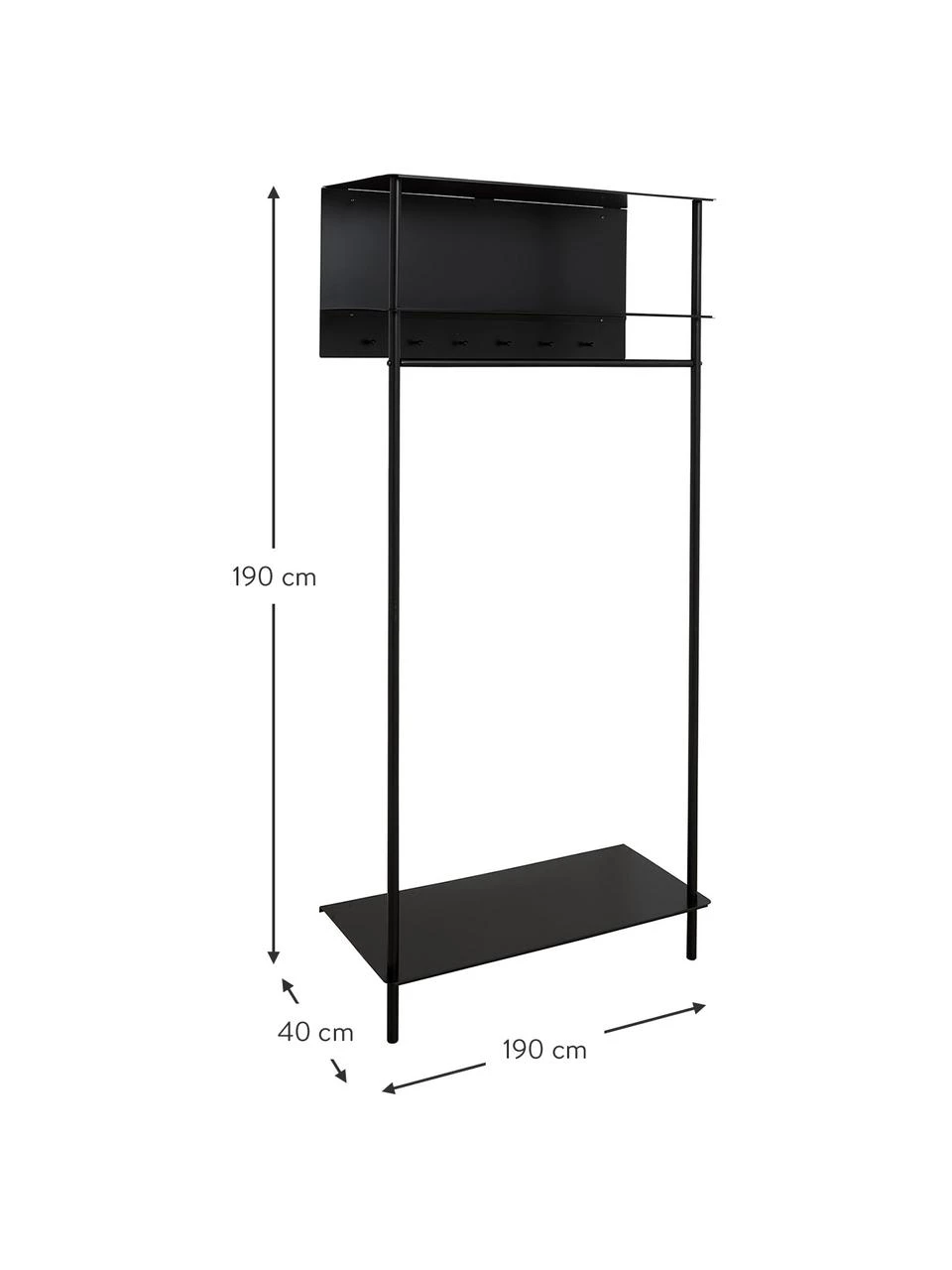 Nordal Metall-Garderobe Setun in Schwarz, B 88 x H 190 cm 3 Nordal Metall-Garderobe Setun in Schwarz, B 88 x H 190 cm – Bild 3