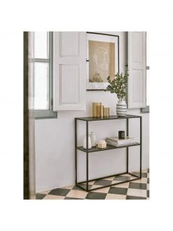 Westwing Collection Metall-Regal Neptun mit Ablage in Schwarz, B 80 x H 80 cm -Westwingnow Geschaft Metall Regal Neptun mit Ablage in Schwarz 2