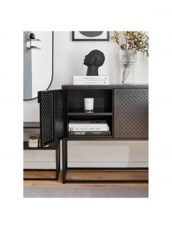 Westwing Collection Metall-Sideboard Neptun mit T&uuml;ren in Schwarz, B 120 x H 80 cmNur noch 1 Artikel verfügbar -Westwingnow Geschaft Metall Sideboard Neptun mit Turen in Schwarz 2