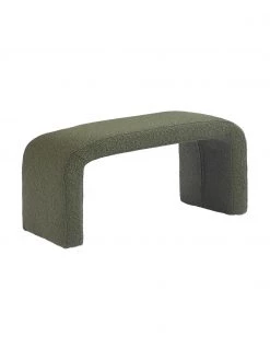 Westwing Collection Moderne Bouclé-Polsterbank Penelope in Grün, B 110 x H 46 cm