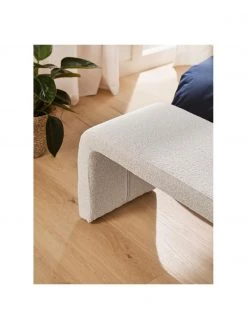 Westwing Collection Moderne Bouclé-Polsterbank Penelope in Weiß, B 110 x H 46 cm -Westwingnow Geschaft Moderne Boucle Polsterbank Penelope in Weiss 2