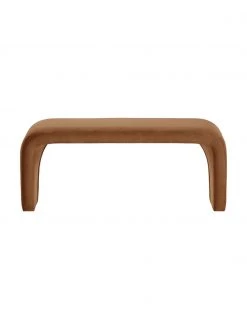 Westwing Collection Moderne Samt-Polsterbank Penelope in Braun, B 110 x H 46 cm -Westwingnow Geschaft Moderne Samt Polsterbank Penelope in Braun 3