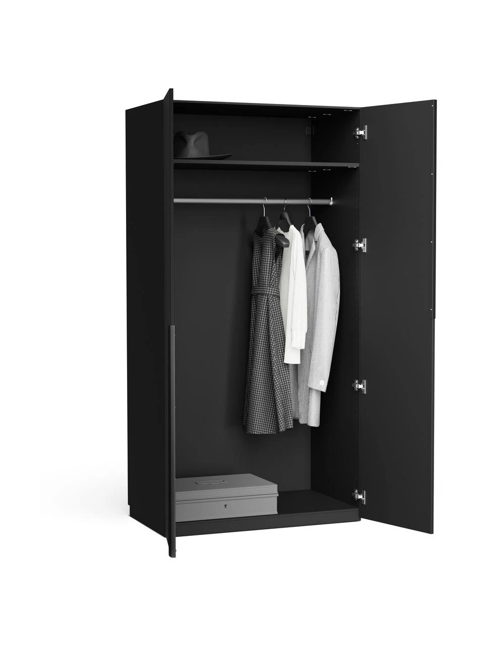 Westwing Collection Modularer Drehtürenschrank Leon in Schwarz, 100 cm Breite, mehrere Varianten, Basic Interior, Höhe 200 cm 3 Westwing Collection Modularer Drehtürenschrank Leon in Schwarz, 100 cm Breite, mehrere Varianten, Basic Interior, Höhe 200 cm – Bild 3