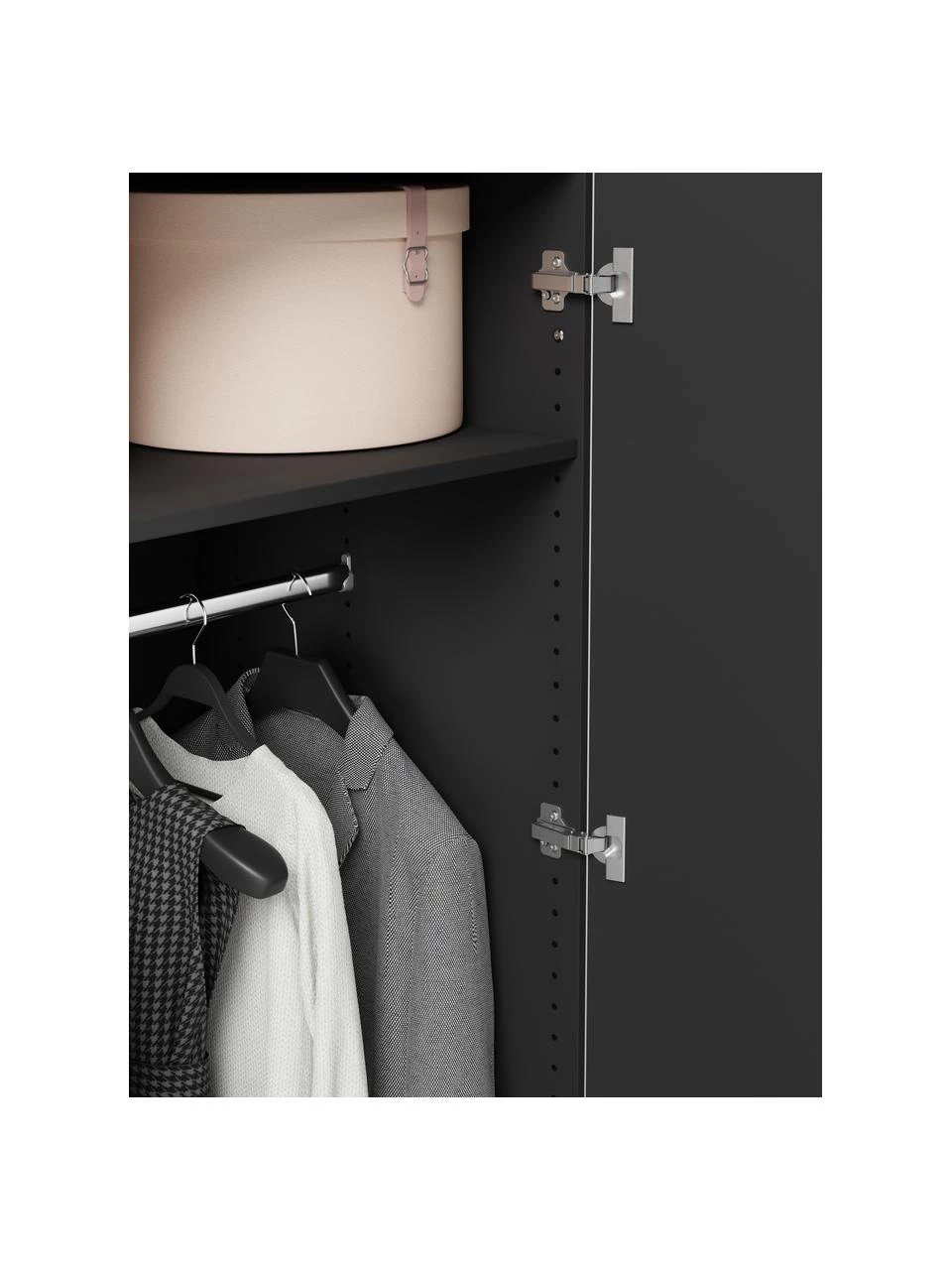 Westwing Collection Modularer Drehtürenschrank Leon in Schwarz, 50 cm Breite, mehrere Varianten, Basic Interior, Höhe 200 cm 5 Westwing Collection Modularer Drehtürenschrank Leon in Schwarz, 50 cm Breite, mehrere Varianten, Basic Interior, Höhe 200 cm – Bild 5