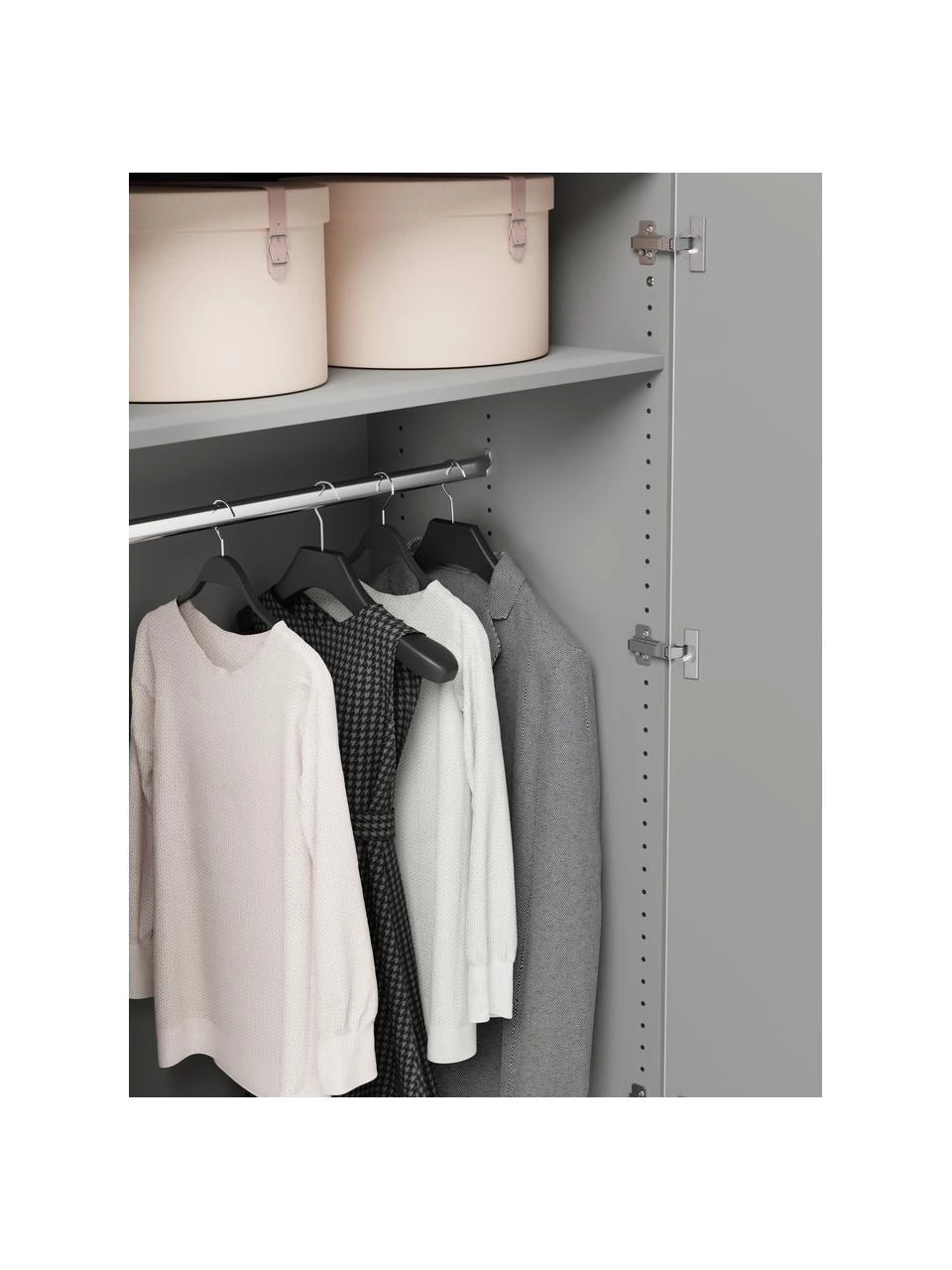 Westwing Collection Modularer Drehtürenschrank Simone in Grau, 100 cm Breite, mehrere Varianten, Basic Interior, Höhe 200 cm 5 Westwing Collection Modularer Drehtürenschrank Simone in Grau, 100 cm Breite, mehrere Varianten, Basic Interior, Höhe 200 cm – Bild 5