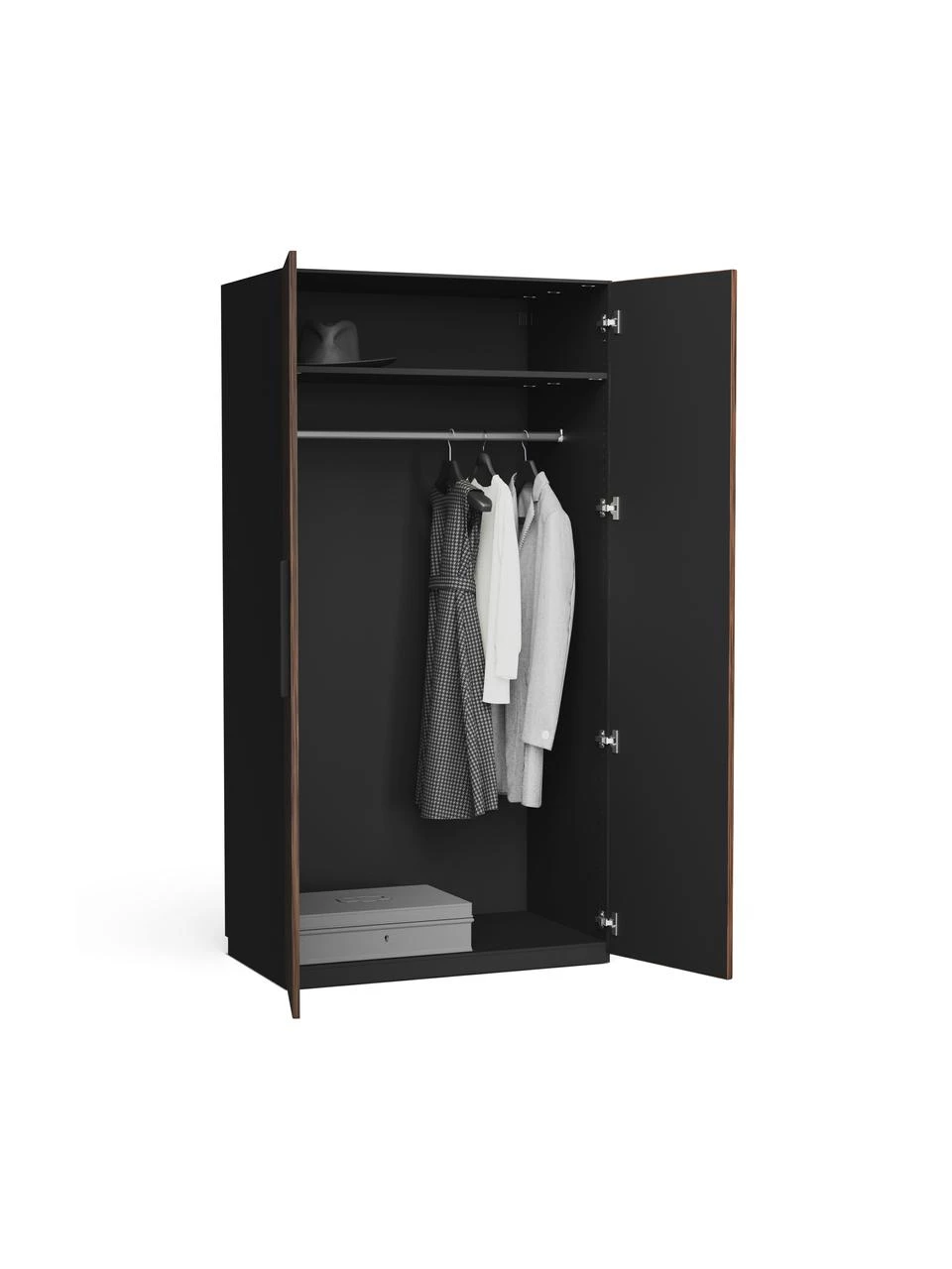 Westwing Collection Modularer Drehtürenschrank Simone in Walnuss-Optik, 100 cm Breite, mehrere Varianten, Basic Interior, Höhe 200 cm 4 Westwing Collection Modularer Drehtürenschrank Simone in Walnuss-Optik, 100 cm Breite, mehrere Varianten, Basic Interior, Höhe 200 cm – Bild 4