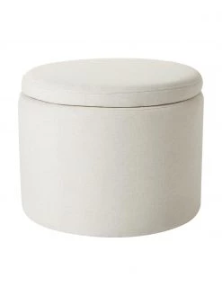 Westwing Collection Polsterhocker Alida mit Stauraum in Beige, Ø 50 x H 42 cm