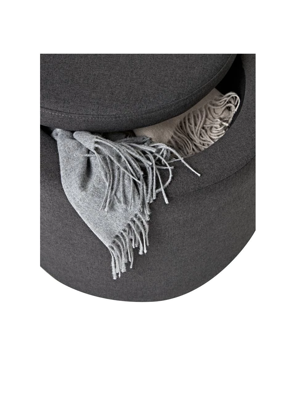 Westwing Collection Polsterhocker Alida mit Stauraum in Dunkelgrau, Ø 50 x H 42 cm 5 Westwing Collection Polsterhocker Alida mit Stauraum in Dunkelgrau, Ø 50 x H 42 cm – Bild 5