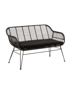Westwing Collection Polyrattan-Sitzbank Costa in Schwarz, B 126 x H 81 cm