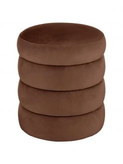 Westwing Collection Samt-Hocker Alto in Braun, Ø 42 x H 47 cm