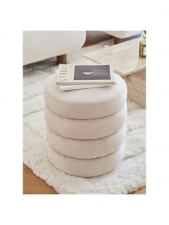 Westwing Collection Samt-Hocker Alto in Cremewei&szlig;, Ø 42 x H 47 cm -Westwingnow Geschaft Samt Hocker Alto in Cremeweiss 2