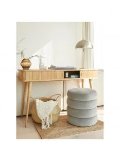 Westwing Collection Samt-Hocker Alto in Grau, Ø 42 x H 47 cm -Westwingnow Geschaft Samt Hocker Alto in Grau 2