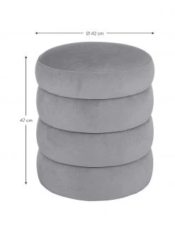 Westwing Collection Samt-Hocker Alto in Grau, Ø 42 x H 47 cm -Westwingnow Geschaft Samt Hocker Alto in Grau 3