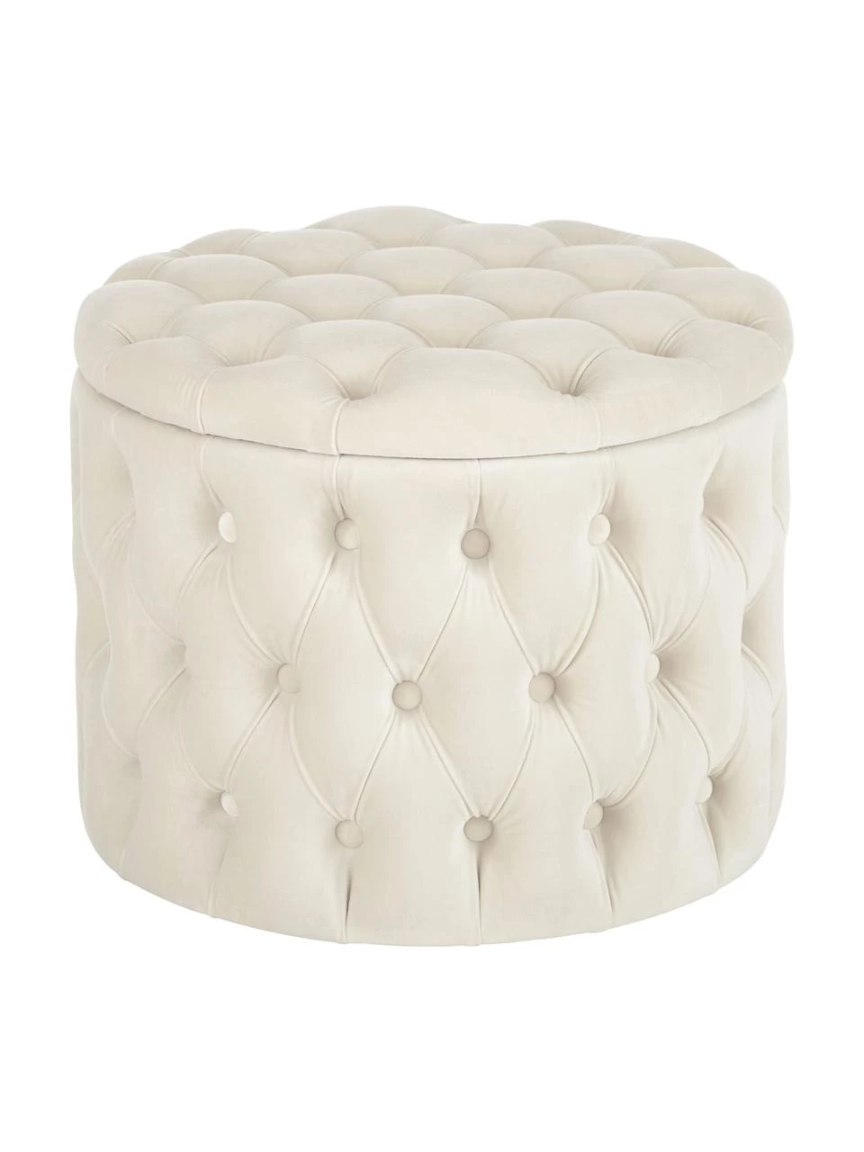 Westwing Collection Samt-Hocker Chiara mit Stauraum in Cremeweiß, Ø 50 x H 42 cm 1 Westwing Collection Samt-Hocker Chiara mit Stauraum in Cremeweiß, Ø 50 x H 42 cm