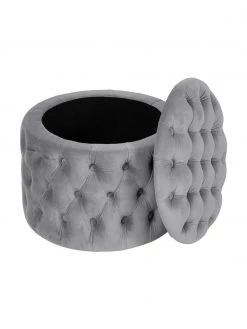 Westwing Collection Samt-Hocker Chiara mit Stauraum in Grau, Ø 50 x H 42 cm 10 Westwing Collection Samt-Hocker Chiara mit Stauraum in Grau, Ø 50 x H 42 cm -Westwingnow Geschaft Samt Hocker Chiara mit Stauraum in Grau 4