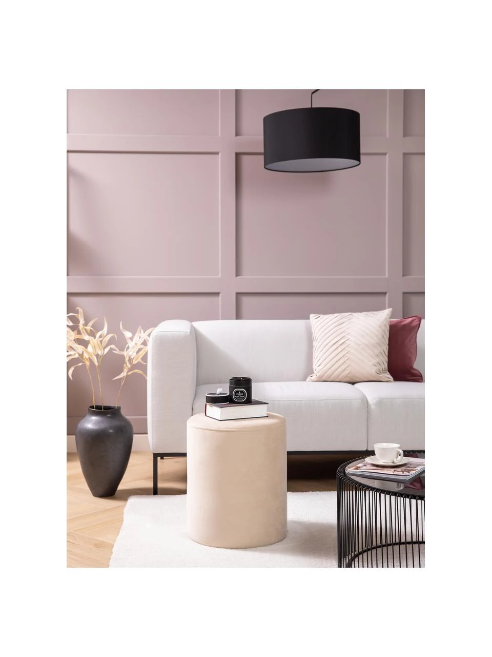 Westwing Collection Samt-Hocker Daisy in Beige, Ø 38 x H 45 cm 2 Westwing Collection Samt-Hocker Daisy in Beige, Ø 38 x H 45 cm – Bild 2