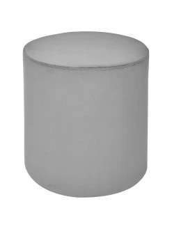 Westwing Collection Samt-Hocker Daisy in Grau, Ø 38 x H 45 cm