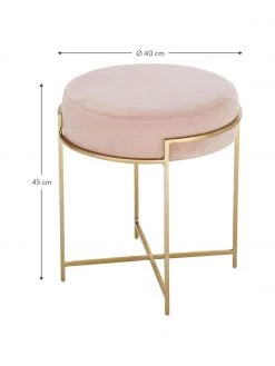 Westwing Collection Samt-Hocker Madeleine mit Metallgestell in Rosa, Ø 40 x H 45 cm 10 Westwing Collection Samt-Hocker Madeleine mit Metallgestell in Rosa, Ø 40 x H 45 cm -Westwingnow Geschaft Samt Hocker Madeleine mit Metallgestell in Rosa 4