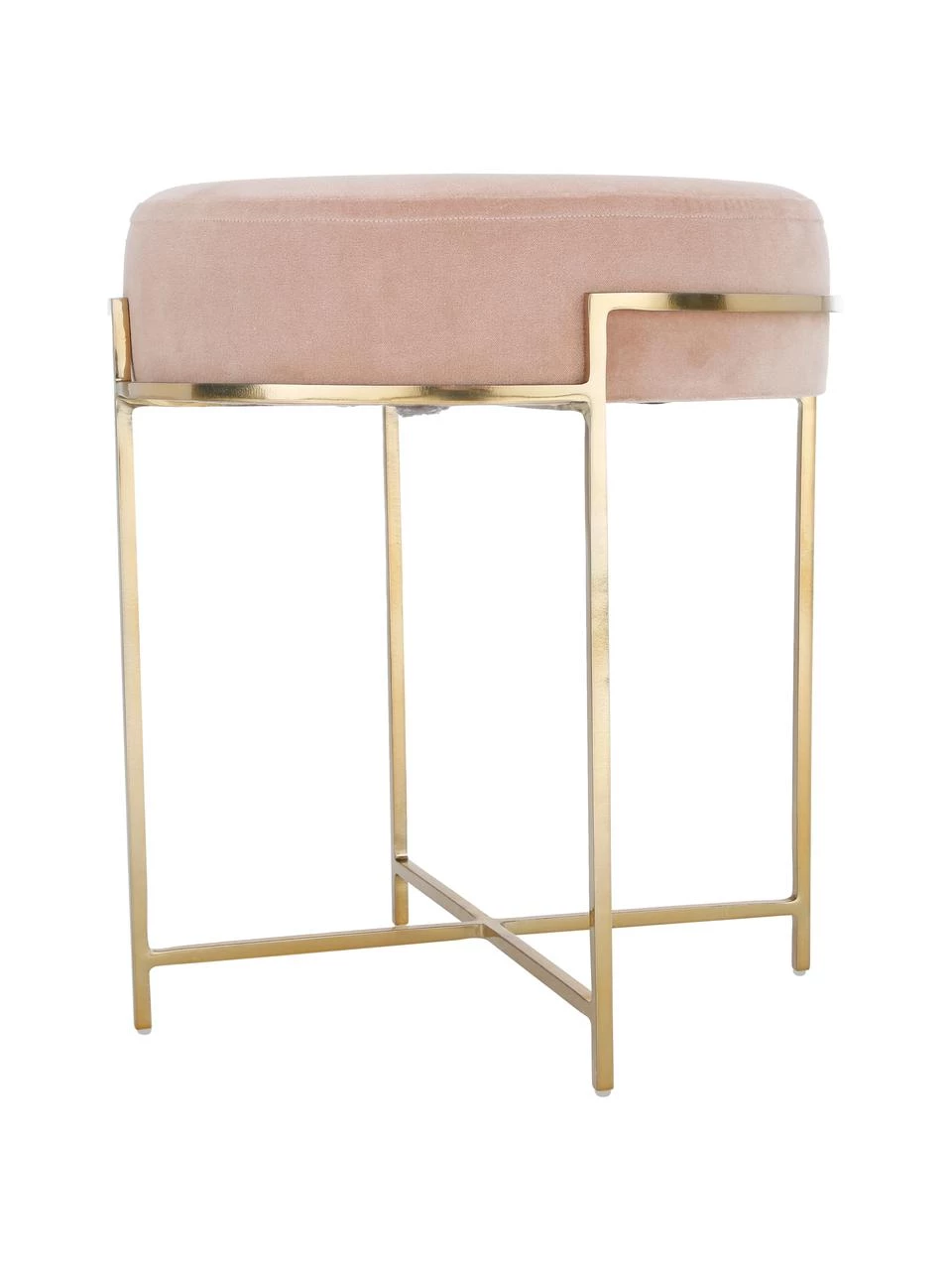Westwing Collection Samt-Hocker Madeleine mit Metallgestell in Rosa, Ø 40 x H 45 cm 6 Westwing Collection Samt-Hocker Madeleine mit Metallgestell in Rosa, Ø 40 x H 45 cm – Bild 6